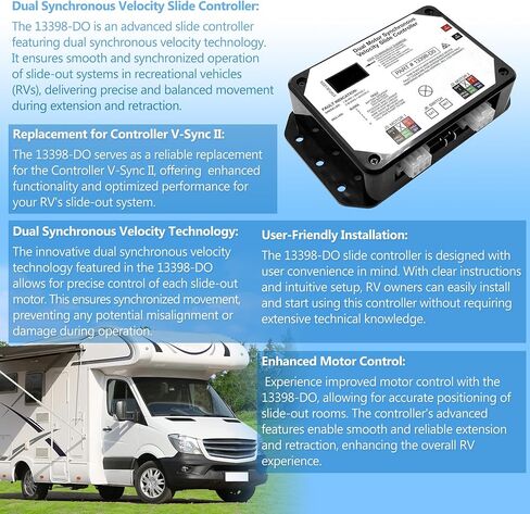 13398-DO Dual Synchronous Velocity Slide Controller , Replacement for Controller V-Sync II ，Compatible with Lippert in-Wall Slide-Out on RV,White in Saudi Arabia