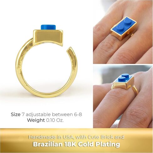 Golden Hug Gold Plated Ring. Aesthetic & Cute with a Original Coral Brick Piece. Ring adjustable from 6 to 8 Size. Unique, Original Design for a great gift for Women by Re-Do Bricks® (Bright Coral) in Saudi Arabia