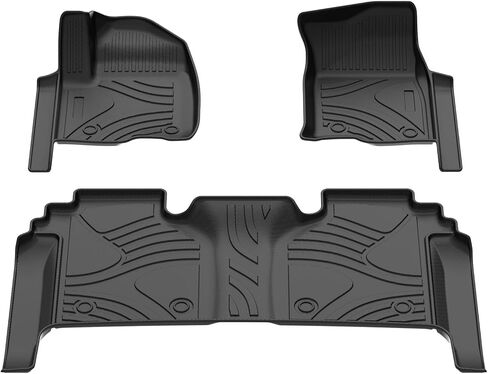Floor Mats for 2019-2024 Chevy Silverado 1500 GMC Sierra 1500, 2020-2024 Silverado Sierra 2500HD 3500HD Crew Cab, TPE All Weather Car Floor Liner, 1st and 2nd Row Front & Rear Full Set - Black, 3Pc in Saudi Arabia
