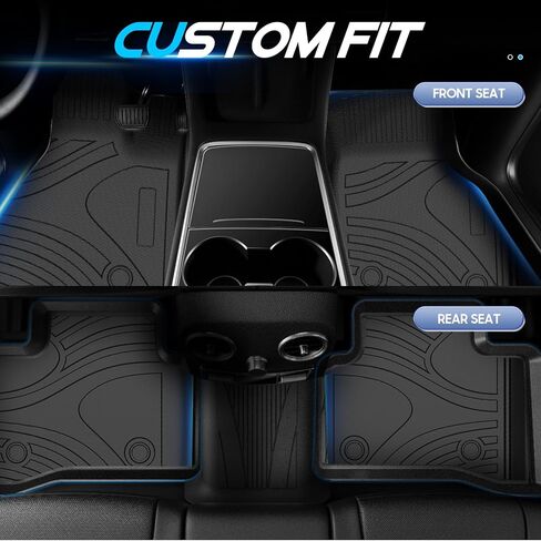 Floor Mats for 2019-2024 Chevy Silverado 1500 GMC Sierra 1500, 2020-2024 Silverado Sierra 2500HD 3500HD Crew Cab, TPE All Weather Car Floor Liner, 1st and 2nd Row Front & Rear Full Set - Black, 3Pc in Saudi Arabia
