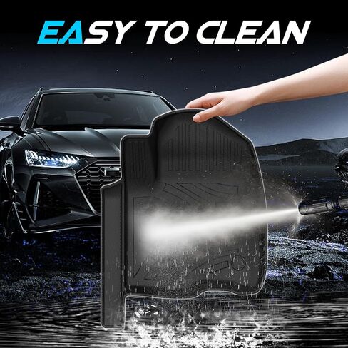 Floor Mats for 2019-2024 Chevy Silverado 1500 GMC Sierra 1500, 2020-2024 Silverado Sierra 2500HD 3500HD Crew Cab, TPE All Weather Car Floor Liner, 1st and 2nd Row Front & Rear Full Set - Black, 3Pc in Saudi Arabia