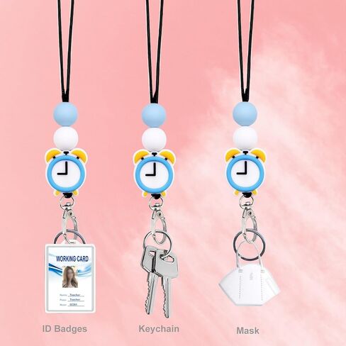 BIHRTC Lanyards for Keys Retractable Badge Holders Neck Lanyard Teacher Breakaway Lanyards Id Badges and Keys Cute Silicone Beaded Lanyard Badge Lanyards Neck Lanyard in Kuwait