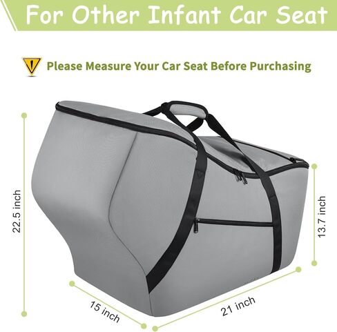 Infant Car Seat Travel Bag - Fits Infant Car Seats with Anti-Rebound Bar Base, Car Seat Airplane Bag for Chicco/Graco/Nuna/Cosco/Britax/Uppababy Baby Car Seat, Water Dirt Tear Resistant, Grey Upgrade in Saudi Arabia