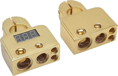 Car Battery Terminal Connectors Kit with Digital Voltmeter Display Stardand 0/4/8/10 AWG Gauge (A (gold)) in Saudi Arabia