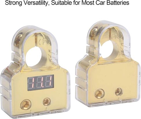 Car Battery Terminal Connectors Kit with Digital Voltmeter Display Stardand 0/4/8/10 AWG Gauge (A (gold)) in Saudi Arabia