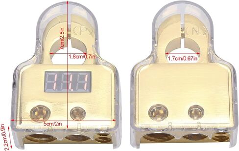 Car Battery Terminal Connectors Kit with Digital Voltmeter Display Stardand 0/4/8/10 AWG Gauge (A (gold)) in Saudi Arabia
