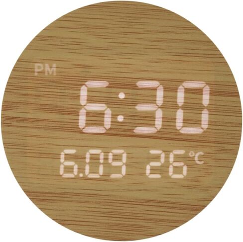 FLT Moonfall Wood Interior LED Desk Clock (White) - Minimalist Design with Time, Date, Temperature Display, Customizable Alarms, Auto Brightness, Compact 3.46-Inch Size, USB Cable & Adapter Included in Saudi Arabia