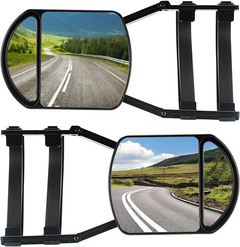 Universal Clip-on Towing Mirrors Extension Towing Mirror 360 Degree Rotation Adjustable Dual View Tow Mirror for Vehicle Car Truck Trailer, 2 Pieces in Kuwait