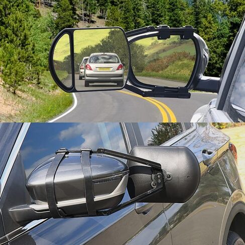 Universal Clip-on Towing Mirrors Extension Towing Mirror 360 Degree Rotation Adjustable Dual View Tow Mirror for Vehicle Car Truck Trailer, 2 Pieces in Kuwait