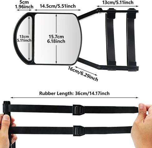 Universal Clip-on Towing Mirrors Extension Towing Mirror 360 Degree Rotation Adjustable Dual View Tow Mirror for Vehicle Car Truck Trailer, 2 Pieces in Kuwait