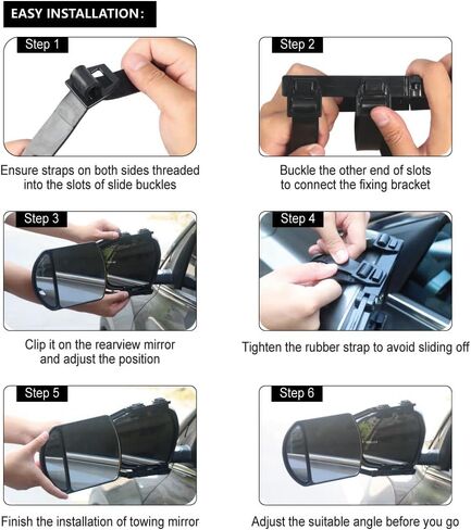 Universal Clip-on Towing Mirrors Extension Towing Mirror 360 Degree Rotation Adjustable Dual View Tow Mirror for Vehicle Car Truck Trailer, 2 Pieces in Kuwait