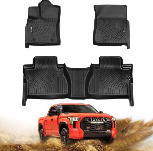 Floor Mats for Cars, Car Mats Full Set for 2014-2021 Toyota Tundra (Only for CrewMax Cab), Anti-Slip TPE All Weather Floor Mats for 1st & 2nd Row Automotive Floor Mats - Black in Saudi Arabia
