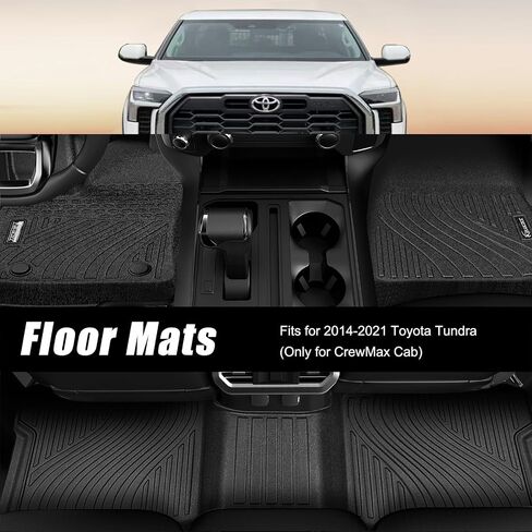 Floor Mats for Cars, Car Mats Full Set for 2014-2021 Toyota Tundra (Only for CrewMax Cab), Anti-Slip TPE All Weather Floor Mats for 1st & 2nd Row Automotive Floor Mats - Black in Saudi Arabia