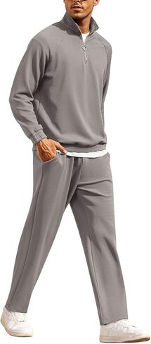 COOFANDY Men's Tracksuit 2 Piece Relaxed Fit Half-zip Sweatsuits Athletic Running Jogging Suit Sets in Saudi Arabia