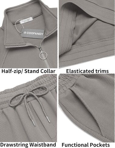 COOFANDY Men's Tracksuit 2 Piece Relaxed Fit Half-zip Sweatsuits Athletic Running Jogging Suit Sets in Saudi Arabia