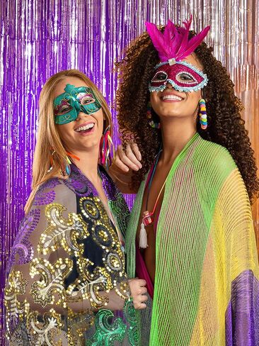 2 Pcs Mardi Gras Shawl Scarf Poncho Outfits for Women Mardi Gras Outdoor Party Holiday Masquerade Accessories in Saudi Arabia