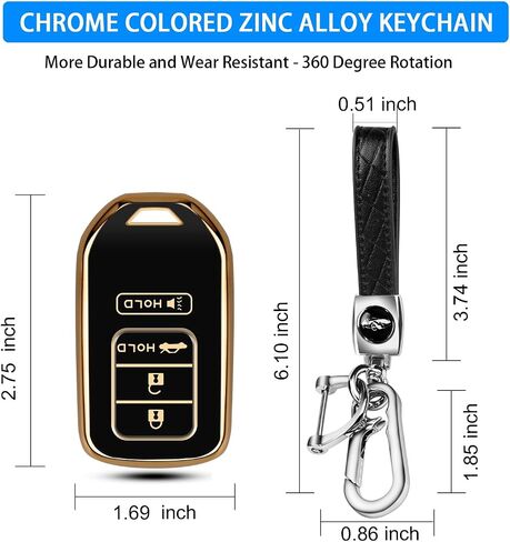 QBUC for Honda Accord Key Fob Cover for Civic, CRV, Pilot, Ridgeline 2016-2022, Soft TPU Full Protection Case with Keychain in Saudi Arabia