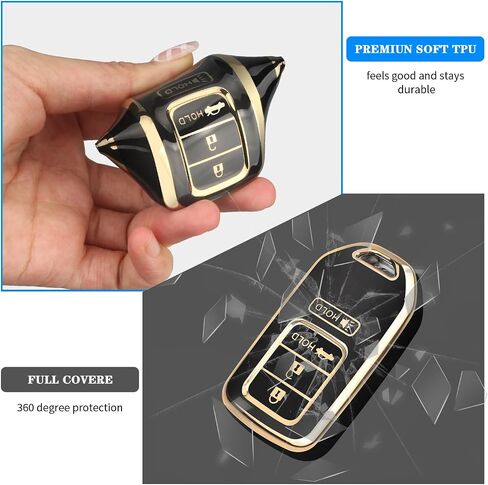 QBUC for Honda Accord Key Fob Cover for Civic, CRV, Pilot, Ridgeline 2016-2022, Soft TPU Full Protection Case with Keychain in Saudi Arabia