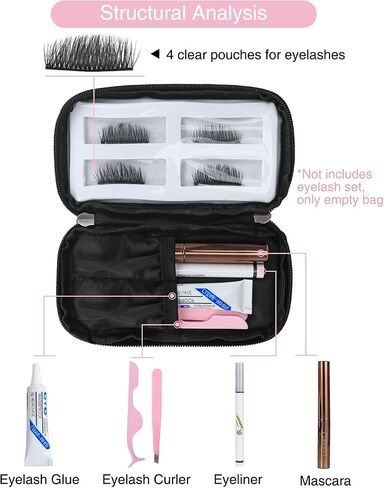 Eyelash Storage Bag Lashes Tool Set Organizer Case False Eyelash Applicator Tool Bag for Travel Small Empty Cosmetic Case Eyelash Holder (black) in Saudi Arabia
