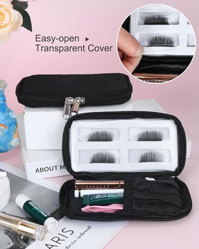 Eyelash Storage Bag Lashes Tool Set Organizer Case False Eyelash Applicator Tool Bag for Travel Small Empty Cosmetic Case Eyelash Holder (black) in Saudi Arabia