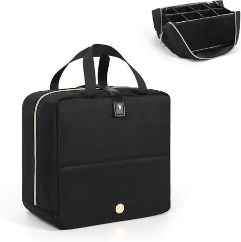 Large Makeup Brush Holder, Portable Stand-up Makeup Brush Organizer Bag, Foldable Makeup Brush Travel Case with Detachable Dividers, Professional Artist Makeup Brush Storage Bag (Brushes Not included) in Saudi Arabia