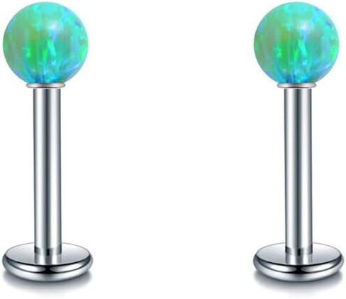 4mm Opal Cartilage Labret Helix Stud Earrings 316L Surgical Stainless Steel Round Ball Natural Birthstone Tragus Monroe Studs Lip Nose Rings Fashion Medusa Body Piercing Jewelry Gifts for Women Men Girls 16G in Saudi Arabia