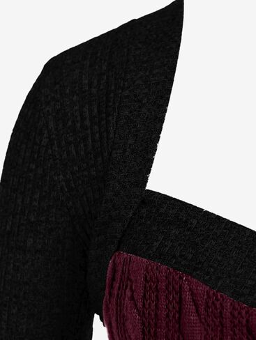 ROSE GAL Rosegal Women Plus Size Sweetheart Neck Two Tone Bodycon Long Sleeve Cable Knit Ribbed Mini Sweater Dress in Saudi Arabia