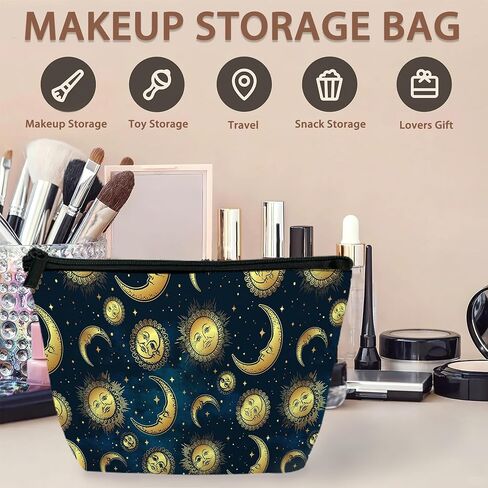Makeup Bag Brown Leopard Print Cosmetic Bags for Women Mini Portable Animal Prints Travel Toiletry Bag Organizer Make up Brushes Aesthetic Accessories Waterproof Storage Bags in Saudi Arabia