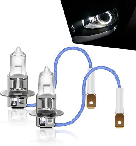 2 PCS Automobile H3 12V 55W Halogen Fog Light Bulb, Waterproof Quartz Glass Anti-UV Low Beam, Standard Halogen Bulb Replacement, Universal Plug and Play Lighting Bulb for Cars (White) in Saudi Arabia