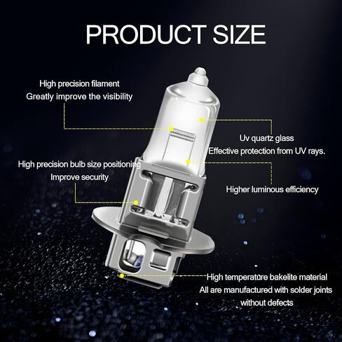 2 PCS Automobile H3 12V 55W Halogen Fog Light Bulb, Waterproof Quartz Glass Anti-UV Low Beam, Standard Halogen Bulb Replacement, Universal Plug and Play Lighting Bulb for Cars (White) in Saudi Arabia
