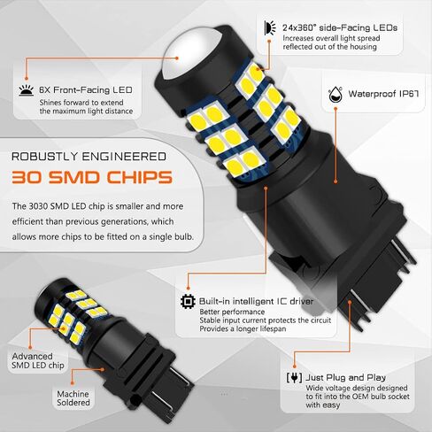 3157 LED Bulb for Reverse Lights, Super Bright 3156 3056 3057 4157 3047 4057 3457 LED Light Bulbs for Backup Reverse Signal Blinker Tail Parking DRL Brake Lights, 6000K White in Saudi Arabia