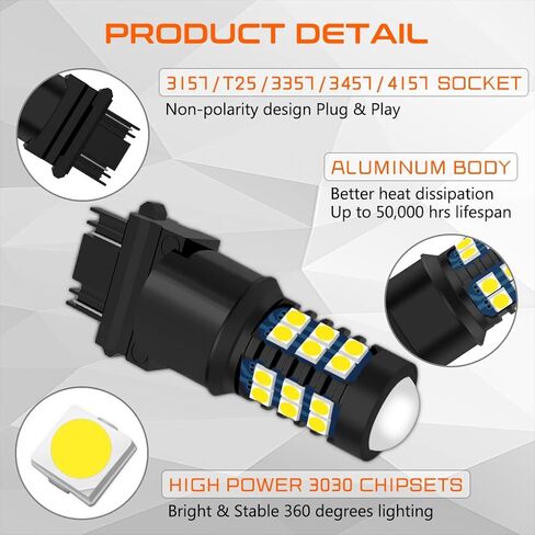 3157 LED Bulb for Reverse Lights, Super Bright 3156 3056 3057 4157 3047 4057 3457 LED Light Bulbs for Backup Reverse Signal Blinker Tail Parking DRL Brake Lights, 6000K White in Saudi Arabia
