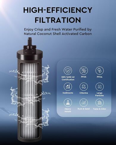 CO-Z Gravity-Fed Water Filter System, 2.25 gal UV Countertop Water Filtration System, Stainless Steel Water Purifier with 2 Carbon Filters, Water Level Spigot, Chamber Stand, NSF/ANSI 42 Certification in Saudi Arabia