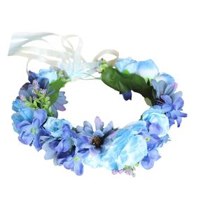 Vivivalue Women Flower Crown Flower Garland Headband Hair Wreath Floral Headpiece Halo Boho Wedding Party White