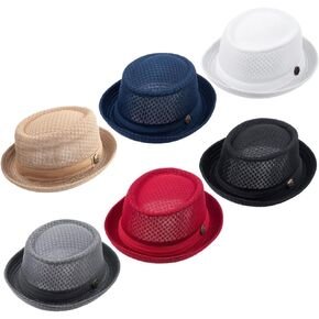 6Pcs Summer Beach Party Fedora Cap Boater Porkpie Breaking Bad Flat Hat for Men Women