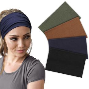 DRESHOW 4 Pack Turban Headbands for Women Wide Vintage Head Wraps Knotted Cute Hair Band Accessories