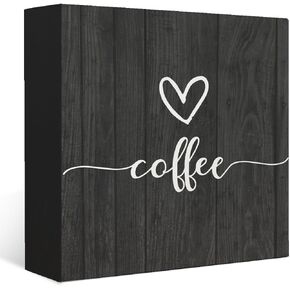 Mtrgdn Funny Coffee Sign, Coffee Bar Accessories Decor, I Either Drink Coffee or I Say Bad Words Wood Box Sign Desk Decor, Wooden Box Block Sign Decorations for Coffee Station Shop Coner Wall Tabletop