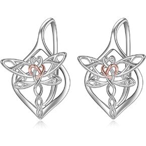 WIINICACA Celtic Leverback Earring 925 Sterling Silver Filigree Dangle Drop Earrings Jewelry Birthday Christmas Gifts for Women
