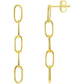 14k الذهب الأصفر المتدلي سلسلة ربط مشبك قطرة 1.5 بوصة تتدلى أقراط مع الاحتكاك مرة أخرى in Kuwait