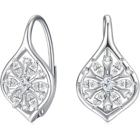 WINNICACA Leverback Earring for Women 925 Sterling Silver Dangle Drop Hoop Earrings for Women Her Daughter Wife Friend Birthday Anniversary Christmas Gift