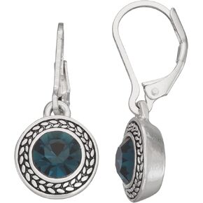 Napier Women's Color Declaration, Silver Tone Blue Crystal Glass Leverback Drop Earrings