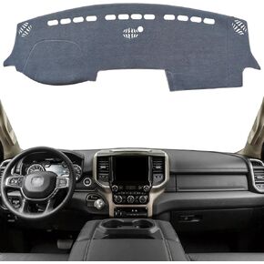 KEYOOG Dashboard Cover Dash Mat Fit for 2024-2019 Do-dge Ram 1500 2500 3500 (Without HUD Models),Car Dash Board Mat Anti-Glare Carpet,Non-Slip Pad Sunshield Protector (Grey)