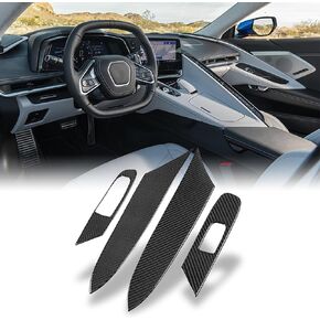 AeroBon C8 Soft Carbon Fiber Interior Cover Trim Kit Compatible with 2020-2024 Chevrolet Corvette C8 Interior Accessories Set, Steering Wheel Cover and Switch Button Trim Cover Set