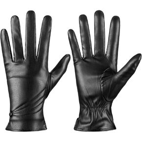 Winter Leather Gloves for Women, Warm Touchscreen Driving Texting Cashmere Lined Gloves…