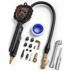AstroAI Digital Tire Inflator with Pressure Gauge, 250PSI Air Chuck and Compressor Accessories Heavy Duty Tire Pressure Gauge Compatible with Bicycle/Truck/SUV/Motorcyle/RV