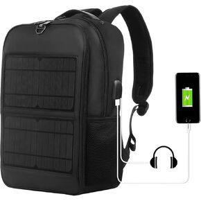 5V 14W Solar Backpack, Waterproof Solar Panel Power Backpack with USB Charging Port, Ergonomic Laptop Bag, for Hiking, Camping, Travel