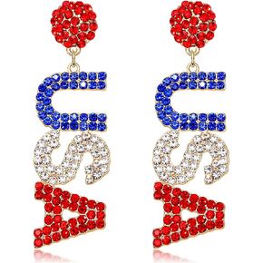 4th of July Earrings Beaded American Flag Star Dangle Earrings for Women Handmade Independence Day Patriotic Earrings Memorial Day Holiday Jewelry Gifts in Kuwait