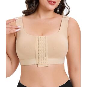 CYDREAM Wireless Front Closure Bra for Women Compression Back Smoothing Post Surgery Bra Adjustable Straps
