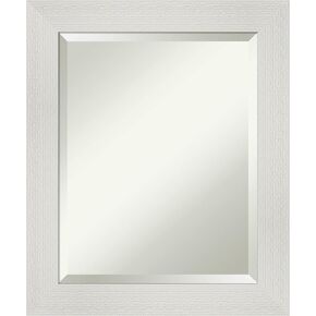 Amanti Art Bathroom Mirror, Mosaic White Wall Mirror for use as Bathroom Vanity Mirror Over Sink (24.5 x 20.5 in.) Beveled Mirror, White Mirror, Casual Mirror from WI, USA