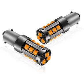 BA9 BA9S LED Bulb,AC/DC 9-30V 1200LM CANBUS Error Free 15SMD 3030 Chip 53 57 1895 64111 LED Light Bulb for Car Interior Dome Map Door Courtesy License Plate Light.2-Pack.(BA9 BA9S, Amber/Yellow)
